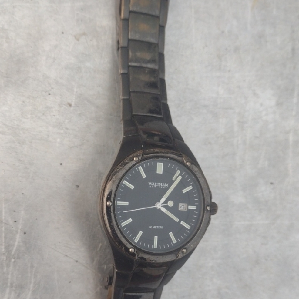 Waltham Black Stainless Steel Watch